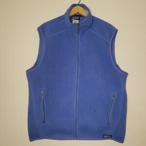 Patagonia Vest Mens Large L Blue Synchilla Fleece Full Zip Outdoors Hiking